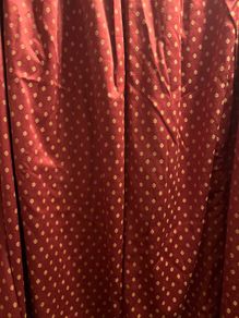 Stunning set of bespoke floor length maroon brocade curtains with gold "butti" motif