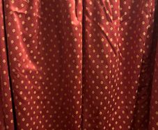 Stunning set of bespoke floor length maroon brocade curtains with gold "butti" motif