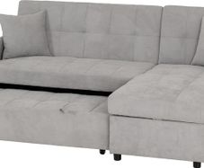 Silver Fabric Corner Sofa Bed