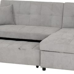 Silver Fabric Corner Sofa Bed