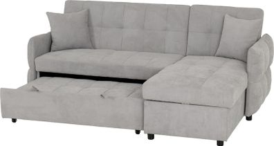 Silver Fabric Corner Sofa Bed