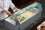 220v Commercial Electric Food Warmer Countertop Buffet  with Glass Shield 1500w