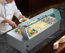 220v Commercial Electric Food Warmer Countertop Buffet  with Glass Shield 1500w