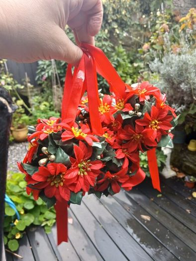 5 x Vintage Christmas Ponsettia Decorations