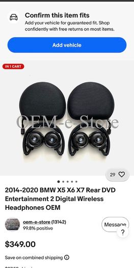 BMW P107 Car Entetainment Bluetooth Headphone set