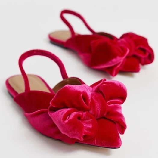 Asos Pink Velour Bow Slingback