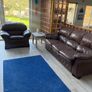 3 Seater Brown Leather Couch & Armchair Image 2