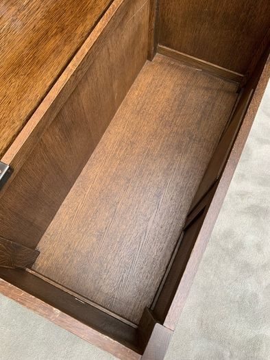 Antique Oak Blanket Box With Drawers.