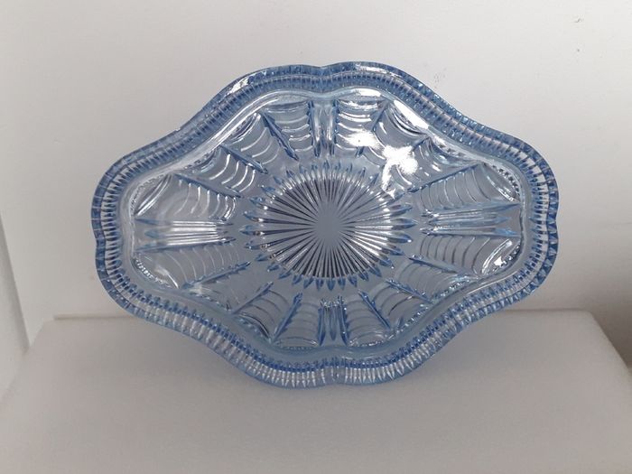 TRAY - Art Deco - Blue Glass