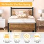 Single Bed Frames with Wood Headboard 31.5cm Metal Platform Bed Frame with Storage Sturdy Non-Slip Without Noise No Box Spring Needed Black & Rustic Brown Image 4