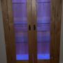 Living room Tall oak side board 2 glass doors and 2 drawers with lights, Image 7