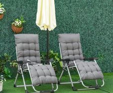 Reclining 2 PCS Zero Gravity Chair Folding Garden Sun Lounger Cushion Headrest