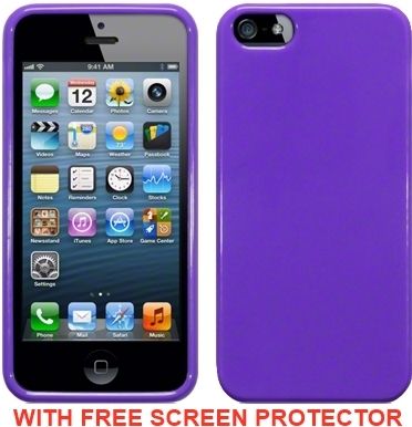 New Iphone 5 Terrapin Gel Case Cover Solid Hot Pink / Purple / Red With Free Screen Protector