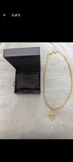 Adorato 24k Gold Cross and Figaro Chain 22 inch