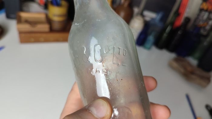 119 - Vintage Cork City Kiloh Clear Glass Lemonade Soda Kali Seltzer Water Embossed Lettering Decorative Collectible Bottle