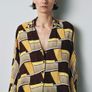 Zara Yellow and Brown Geometric Print Shirt and Trousers Co Ord Image 4