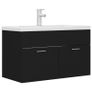 Sink Cabinet with Built-in Basin Black Chipboard Image 2