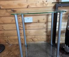 Clear Glass 2 shelf table/stand with wheels