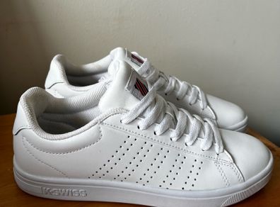 K-Swiss White Leather Court Shoes