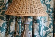 Vintage wicker &amp; bamboo lamp