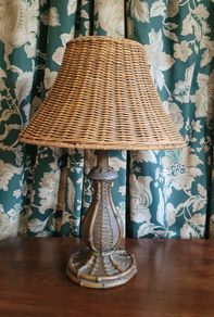Vintage wicker & bamboo lamp