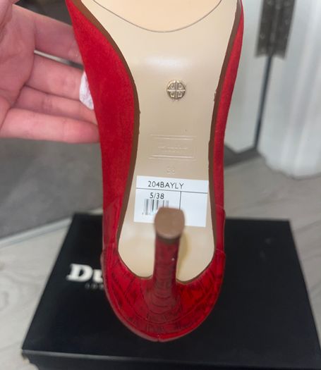 Red Suede Dune High Heels