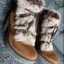 Premoli Brown Suede Fur Trim Chunky Heel Ankle Boots Size 38/UK 5 Image 3