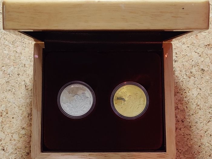 Ireland 100 Euro Gold & 5 Euro Silver Proof Coin Set 2008 Antarctic Explorers Ernest Shackleton Tom Crean