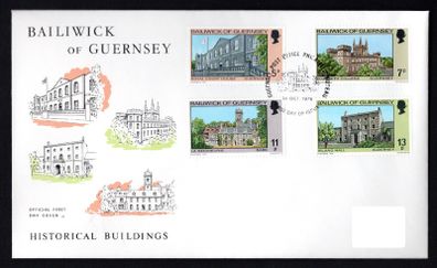 1976 Guernsey Christmas/ Buildings Commemorative Stamps Addressed First Day Cover (FDC)