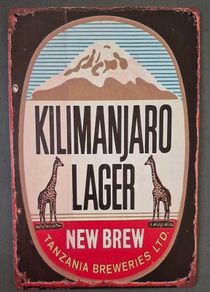 Vintage Style  Metal Sign, kilimanjaro beer advertisement.