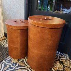 Storage Bins, Set of 2, Analine Leather