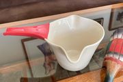 Retired 2019 Ikea Varmer Hot Chocolate Cocoa Two Spout Jug Pitcher Cream Red Handle