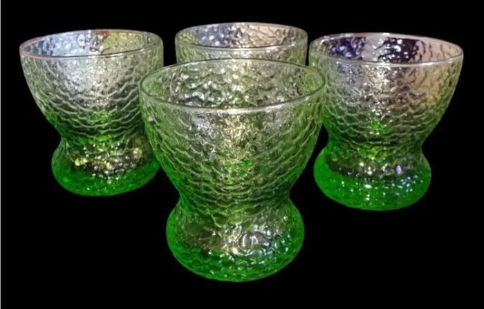 Vintage Harrods Green Textured Glass Bowls/Glasses