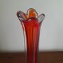 Mid Century Murano Art Glass Vase orange/red Image 3
