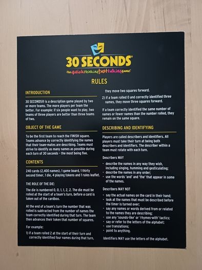 30 Seconds Quiz Family Party Board Game Irish Edition