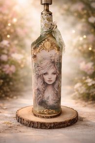 Handcrafted decoupage bottles  . Patrice's Timeless Treasures