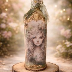 Handcrafted decoupage bottles  . Patrice's Timeless Treasures