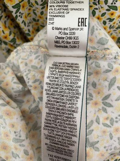 M&S yellow mix floral  dress size 16 - New
