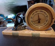 Art Deco marble and bronze clock