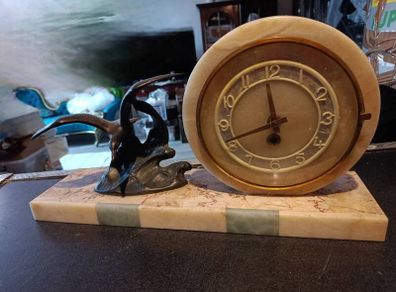 Art Deco marble and bronze clock