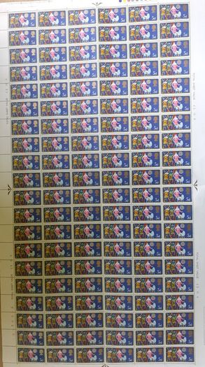 Sheets of Vintage UK Postage Stamps