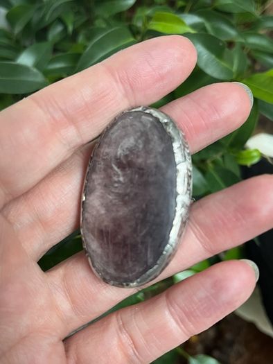 1 Stunning Purple Mica Stone  Lepidolite Meditation Reiki Crystal Dystopian Ring Size 8