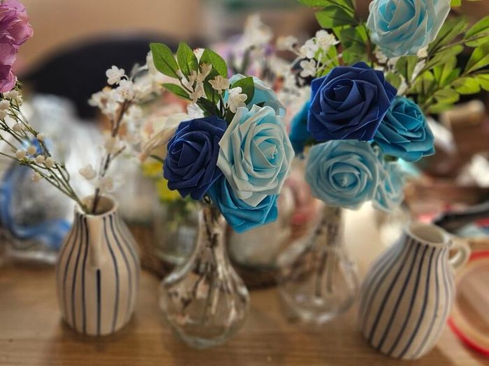 Large Tub of Table Decorations Vases and Flowers
