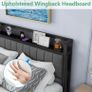 Double Bed Frame with Wooden Storage Headboard Shelf Image 4