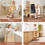 Learning Tower with Removable Step Stool, 2-in-1 Wooden Learning Tower for Kids with Blackboard, 3 Adjustable Height, Step Stool for Kitchen Bathroom Kids 2-6 Year Old Image 6