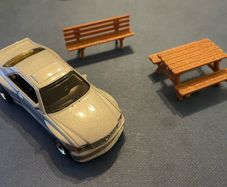 3d printed 1:64 scale picnic table and bench set