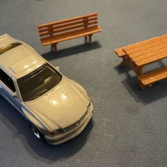 3d printed 1:64 scale picnic table and bench set