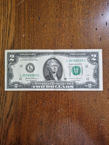 USA Two Dollar Bill. Free Post.