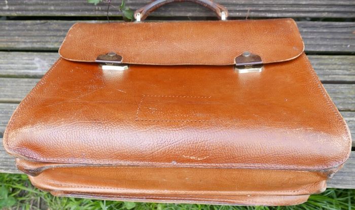 Vintage 70s Vintage Leather BAG 16,2" x 14"