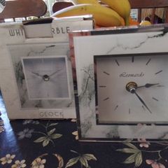 Leonardo White Marble/Mirror Clock
